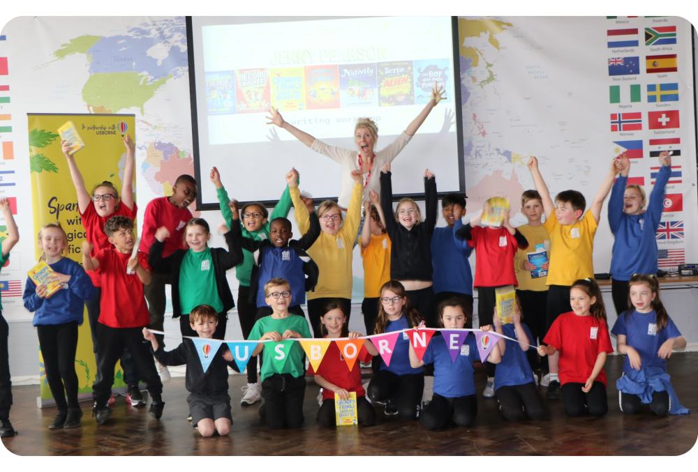 Schoolchildren enjoying an author event.
