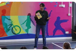 Author Serena Patel hosting an author event with Usborne Community Partners.