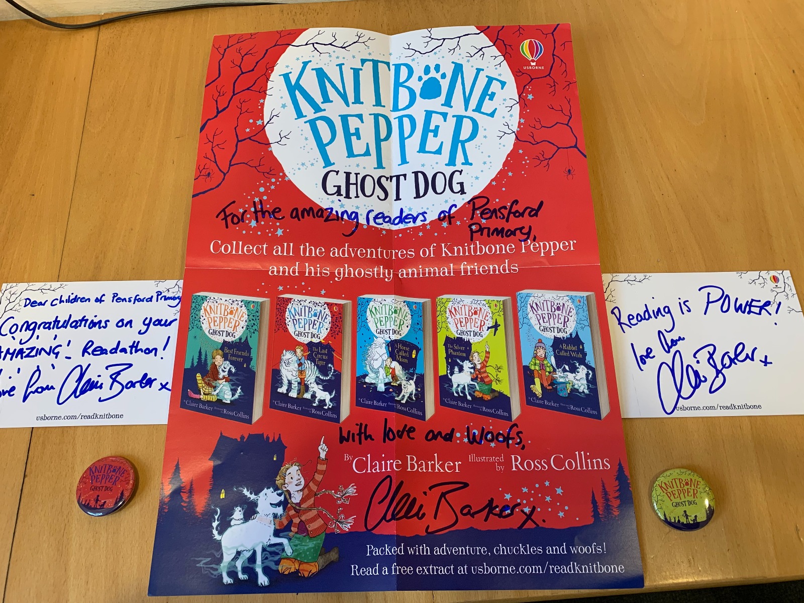 An extra special congratulations to Pensford Primary School from author Claire Barker, author of the Knitbone Pepper: Ghost Dog series
