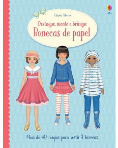 Ilustração colorida de boneca de papel jogo de vestir para