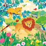 Usborne Book and 3 Jigsaws: The Zoo spread