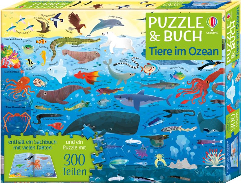 Puzzle & Buch: Tiere im Ozean