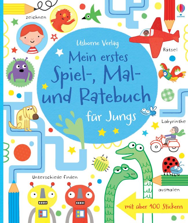 Mein erstes Spiel-, Mal- und Ratebuch für Jungs