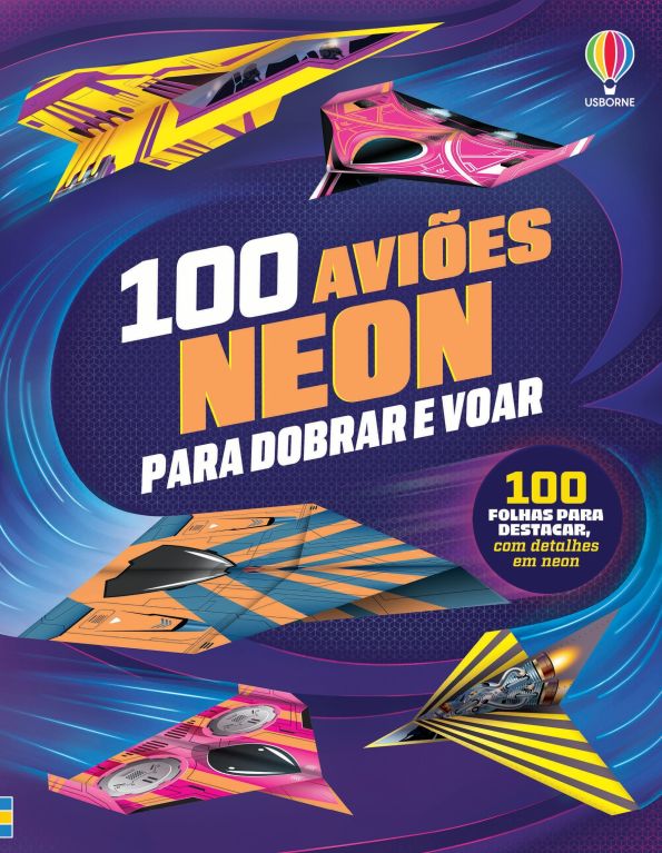 100 aviões neon para dobrar e voar