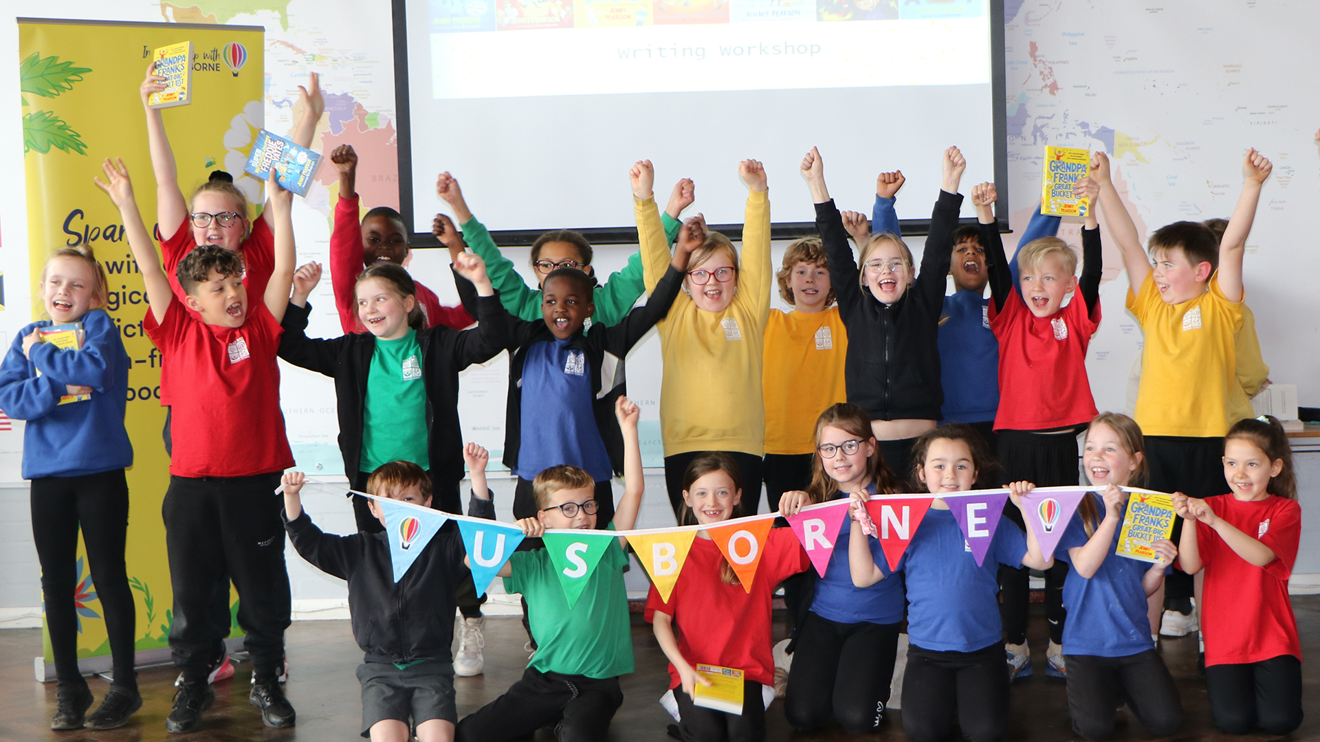 Children at a school author event