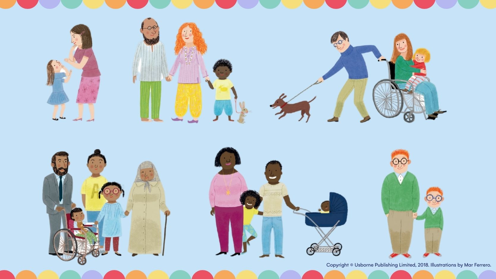 Illustrations of various diverse families.