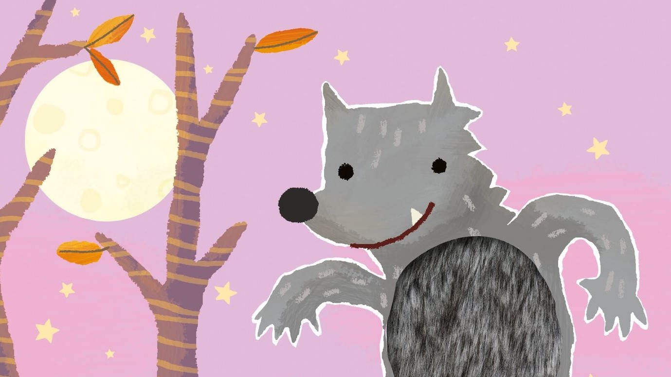 Illustration of a werewolf strolling through the forest.