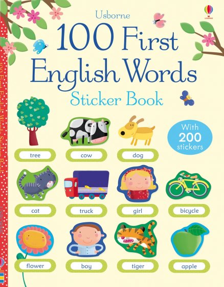 100 First English Words Sticker Book book cover