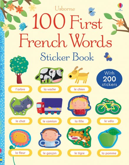 100 First French Words Sticker Book book cover