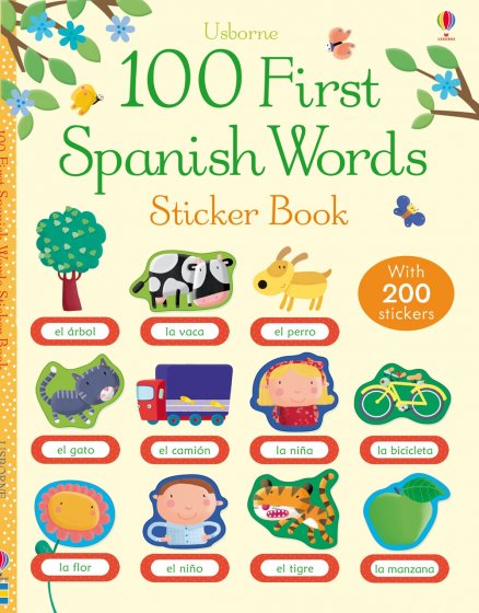 100 First Spanish Words Sticker Book book cover