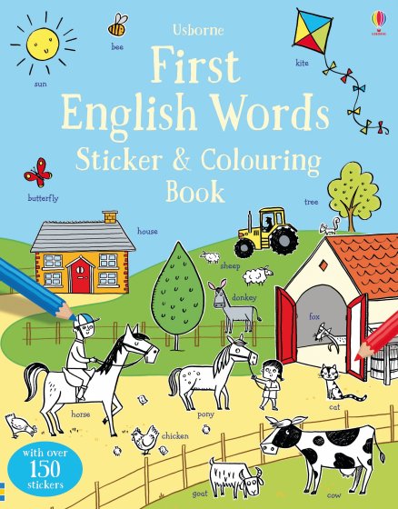 First English Words Sticker and Colouring Book book cover