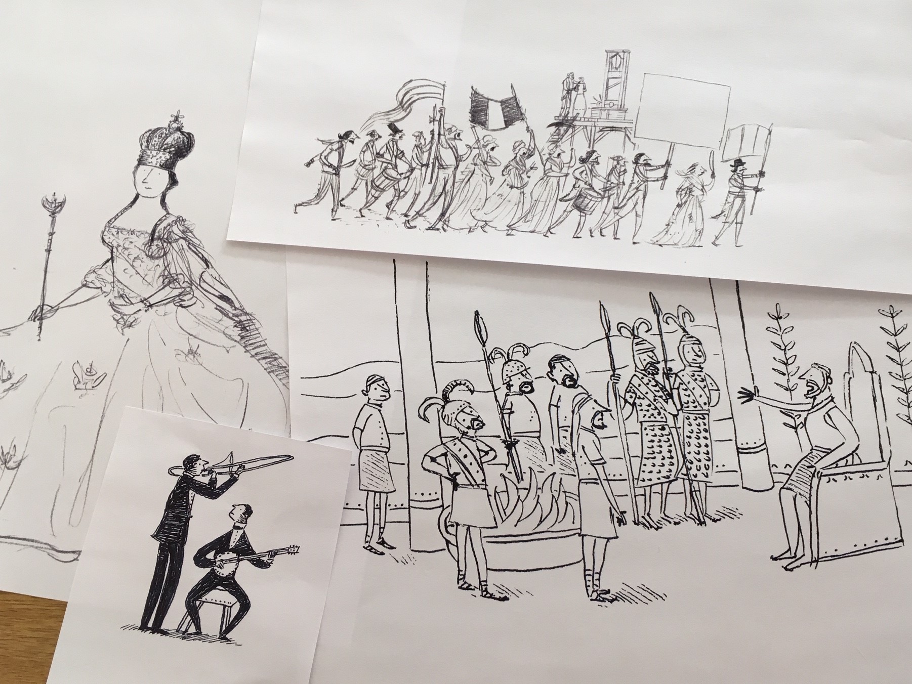 Illustrations and sketches by Adam Larkum, illustrator of A Short History of the World