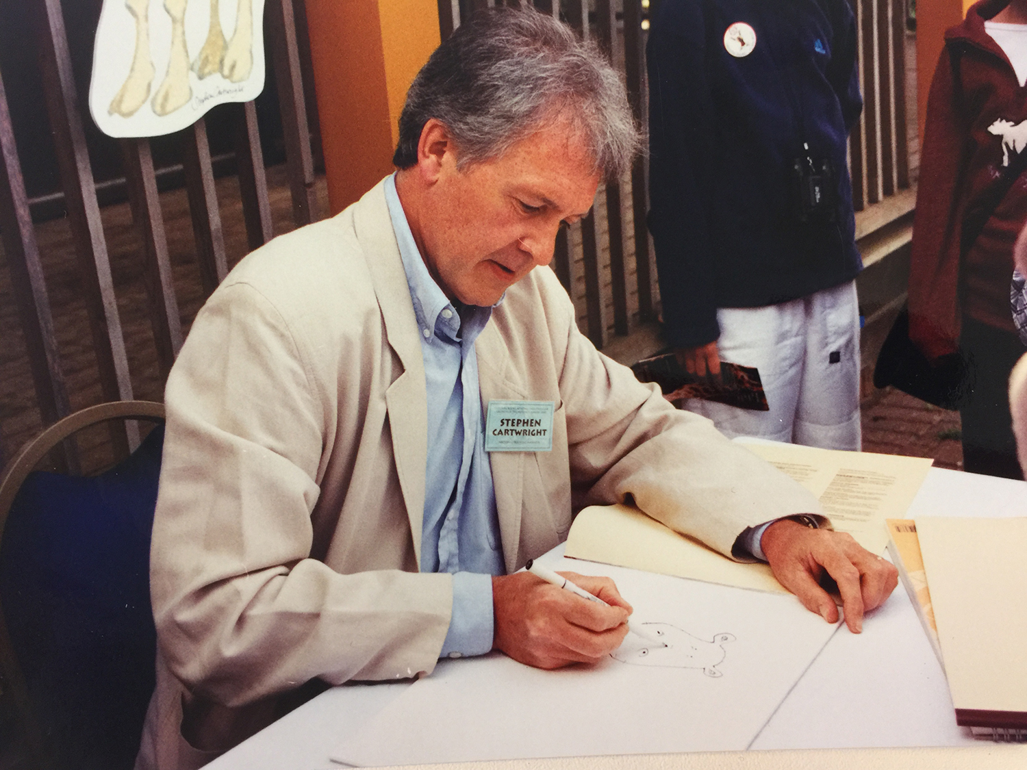 Stephen Cartwright, the original illustrator of Farmyard Tales, at work