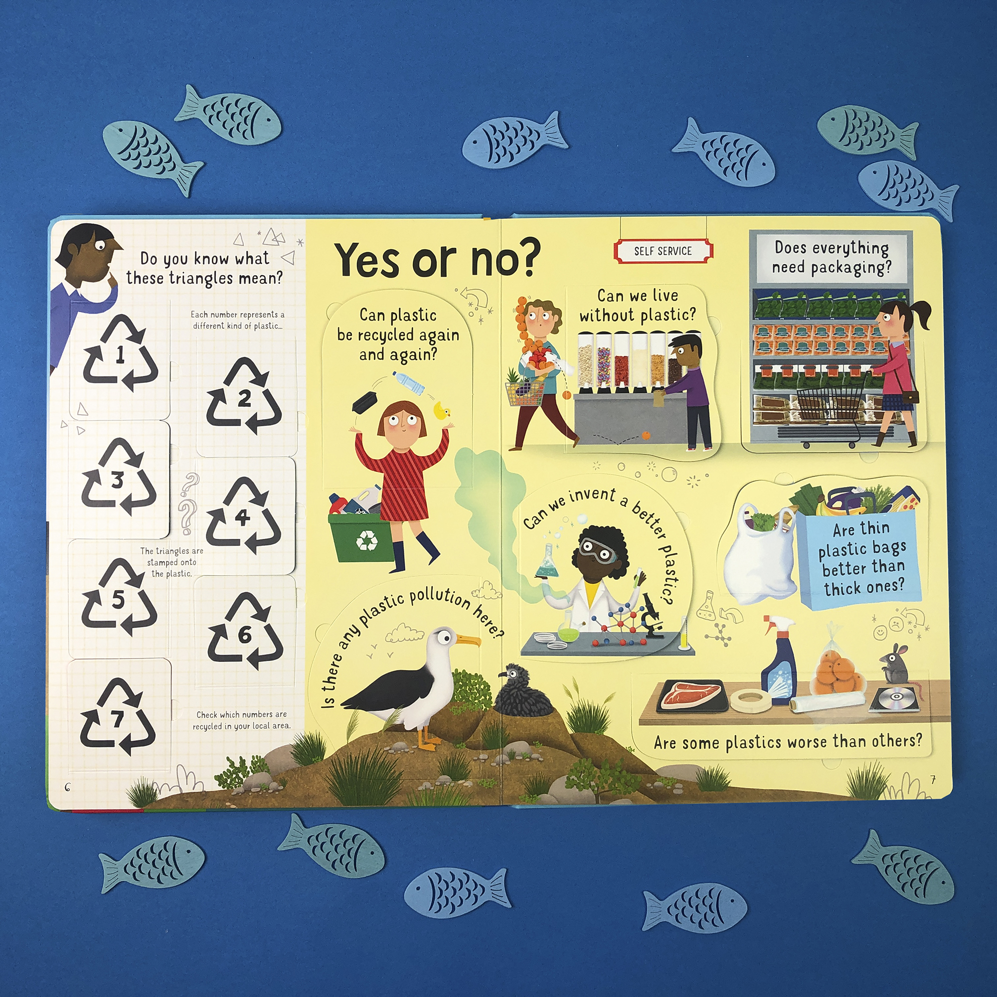 Spread from Lift-the-Flap Questions and Answers About Plastic